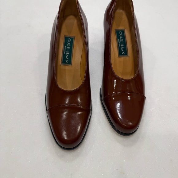 Cole Haan Women’s Brown Patent Leather Block Heel Pumps Made In ITALY Sz 7.5 NEW - Picture 4 of 13